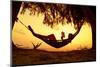 Young Lady Reading the Book in the Hammock on Tropical Beach at Sunset-Dudarev Mikhail-Mounted Photographic Print