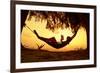 Young Lady Reading the Book in the Hammock on Tropical Beach at Sunset-Dudarev Mikhail-Framed Photographic Print