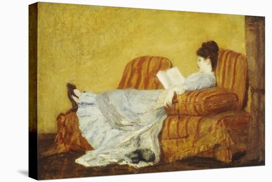 Young Lady Reading-Mary Cassatt-Stretched Canvas