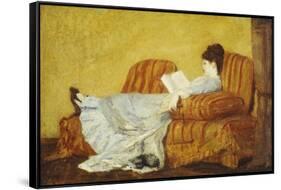 Young Lady Reading-Mary Cassatt-Framed Stretched Canvas