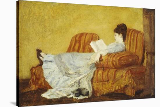 Young Lady Reading-Mary Cassatt-Stretched Canvas