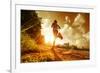 Young Lady Running on a Rural Road during Sunset-Dudarev Mikhail-Framed Photographic Print
