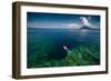 Young Lady Snorkeling over the Reef Wall in the Area of the Island of Bunaken, Sulawesi, Indonesia-Dudarev Mikhail-Framed Photographic Print