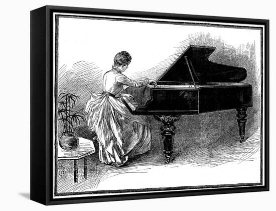 Young Lady Tuning a Grand Piano, 1887-null-Framed Stretched Canvas