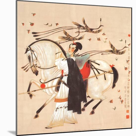 Young Lady with a Horse-null-Mounted Art Print