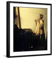 Young Lady with a Pearl Necklace-Johannes Vermeer-Framed Giclee Print