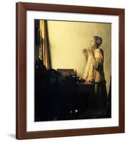Young Lady with a Pearl Necklace-Johannes Vermeer-Framed Giclee Print