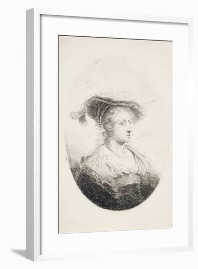 Young Lady with Plumed Hat, 1644-Ferdinand Bol-Framed Giclee Print