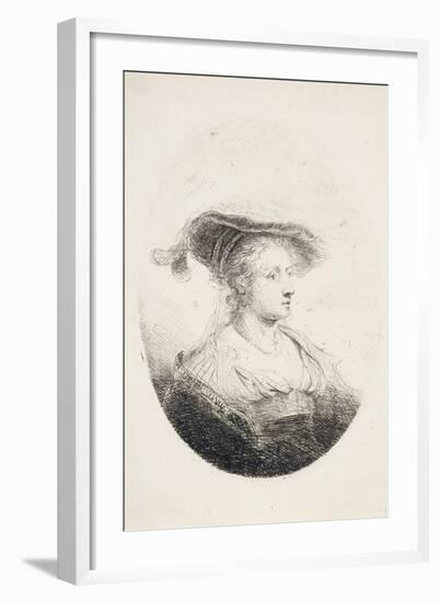 Young Lady with Plumed Hat, 1644-Ferdinand Bol-Framed Giclee Print