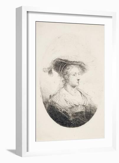 Young Lady with Plumed Hat, 1644-Ferdinand Bol-Framed Giclee Print