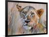 Young Lion in the Grass, 2020, (oil on canvas)-Mark Adlington-Framed Giclee Print