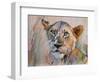 Young Lion in the Grass, 2020, (oil on canvas)-Mark Adlington-Framed Giclee Print