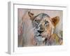 Young Lion in the Grass, 2020, (oil on canvas)-Mark Adlington-Framed Giclee Print