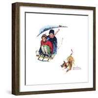 Young Love: Sledding-Norman Rockwell-Framed Premium Giclee Print