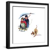 Young Love: Sledding-Norman Rockwell-Framed Giclee Print