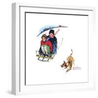 Young Love: Sledding-Norman Rockwell-Framed Giclee Print