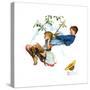 Young Love: Swinging-Norman Rockwell-Stretched Canvas