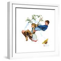 Young Love: Swinging-Norman Rockwell-Framed Premium Giclee Print