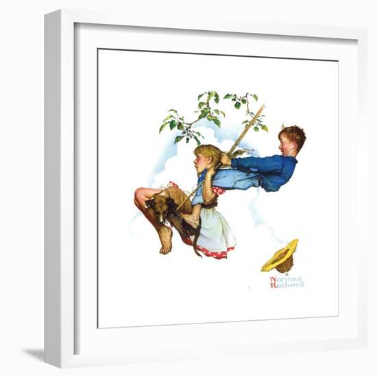 Young Love: Swinging-Norman Rockwell-Framed Premium Giclee Print