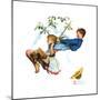 Young Love: Swinging-Norman Rockwell-Mounted Premium Giclee Print