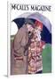 Young Lover Under An Umbrella-Vintage Dish-Framed Art Print