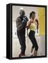 Young Male Coach Coaching a Female Boxer-null-Framed Stretched Canvas