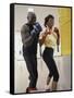 Young Male Coach Coaching a Female Boxer-null-Framed Stretched Canvas