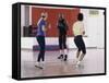 Young Male Coach Coaching Two Female Boxers-null-Framed Stretched Canvas