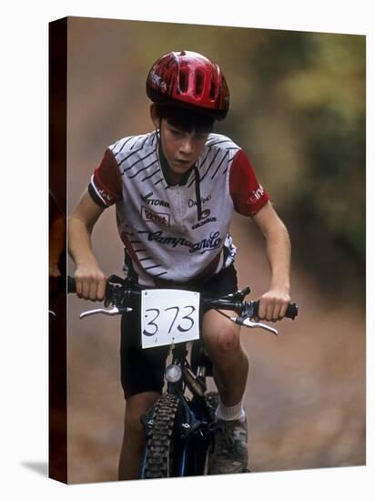 Young Male Mountain Biker Competing in a Race 1993 NY State Championships-null-Stretched Canvas