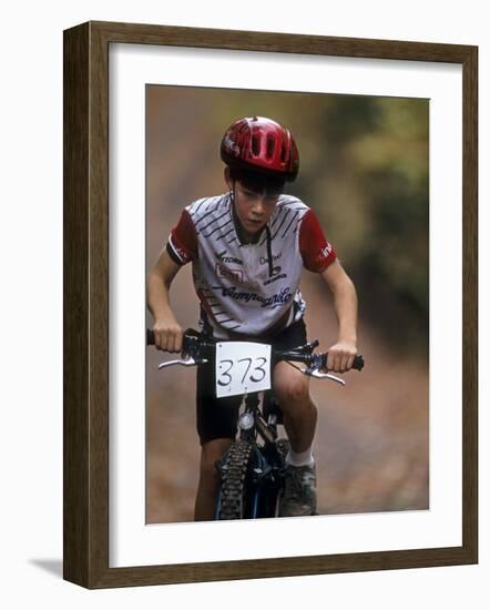 Young Male Mountain Biker Competing in a Race 1993 NY State Championships-null-Framed Photographic Print