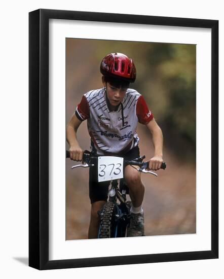Young Male Mountain Biker Competing in a Race 1993 NY State Championships-null-Framed Photographic Print