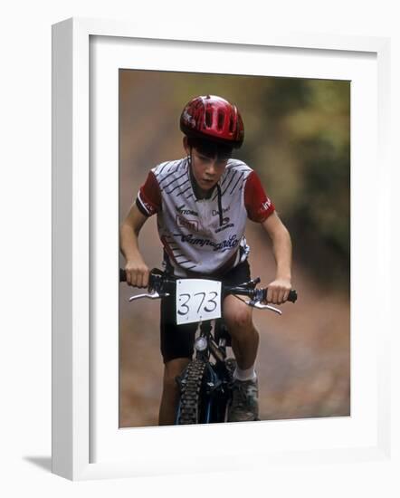 Young Male Mountain Biker Competing in a Race 1993 NY State Championships-null-Framed Photographic Print