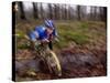 Young Male Recreational Mountain Biker Riding in the Forest-null-Stretched Canvas