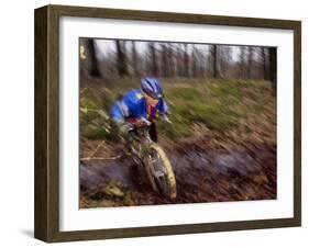 Young Male Recreational Mountain Biker Riding in the Forest-null-Framed Photographic Print