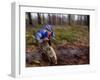 Young Male Recreational Mountain Biker Riding in the Forest-null-Framed Photographic Print