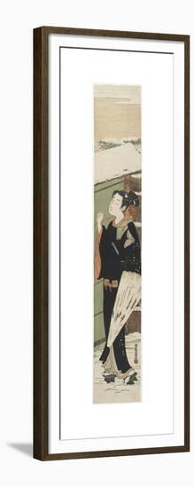 Young Man at a Gate as a Mitate of the Kabuki Play Women's Version of Potted Tree, 1770-1775-Isoda Koryusai-Framed Premium Giclee Print