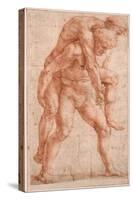 Young Man Carrying an Old Man on His Back (Aeneas and Anchises), C.1514 (Sanguine on Paper)-Raphael (1483-1520)-Stretched Canvas