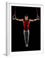 Young Man Exercising on Gymnastic Rings, Bainbridge Island, Washington State, USA-null-Framed Premium Photographic Print