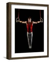 Young Man Exercising on Gymnastic Rings, Bainbridge Island, Washington State, USA-null-Framed Photographic Print