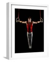 Young Man Exercising on Gymnastic Rings, Bainbridge Island, Washington State, USA-null-Framed Photographic Print