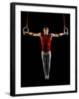 Young Man Exercising on Gymnastic Rings, Bainbridge Island, Washington State, USA-null-Framed Photographic Print