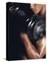 Young Man Exercising with Dumbbells-null-Stretched Canvas