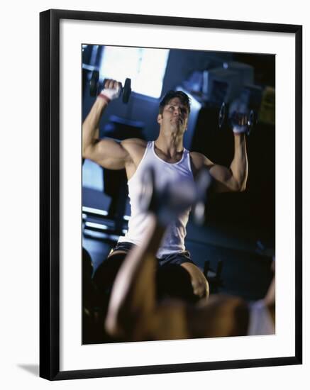 Young Man Exercising with Dumbbells-null-Framed Photographic Print