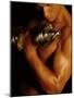 Young Man Exercising with Dumbbells-null-Mounted Photographic Print