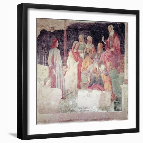 Young Man Greeted by Seven Liberal Arts, from the Villa Lemmi-Sandro Botticelli-Framed Giclee Print