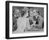 Young Man Has Trouble Concentrating on Bridge Game Because His Attention is on a Young Woman-Charles Dana Gibson-Framed Photographic Print