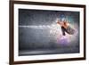 Young Man In A Blue Cap Dancing Hip Hop - Collage-Sergey Nivens-Framed Art Print