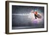 Young Man In A Blue Cap Dancing Hip Hop - Collage-Sergey Nivens-Framed Art Print