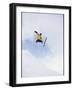 Young Man in Mid Air Wearing Skis-null-Framed Photographic Print