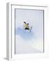 Young Man in Mid Air Wearing Skis-null-Framed Photographic Print